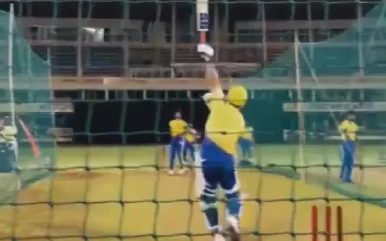Watch: MS Dhoni hits one-handed six during Chennai's training camp in Surat