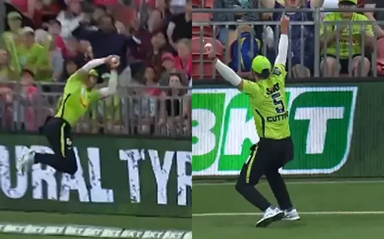 Watch: Fans left shell-shocked as Ben Cutting takes breath taking catch in Match 34 of Big Bash League