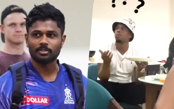 Watch: Shimron Hetmyer funnily eats during Sanju Samson's team speech