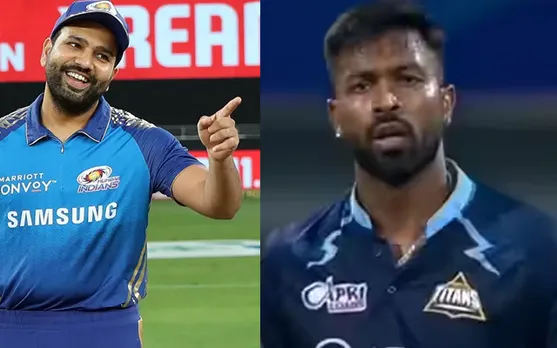 'Arre baap re baap, ye to dhoti khol raha hai' - Fans troll Hardik Pandya as Rohit Sharma makes 'MI is a team of superstars' remark ahead of match against GT