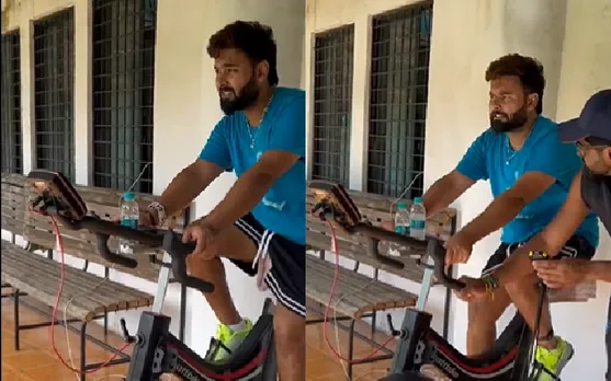 'Ek hath hi kafi hai pant saab' - Fans react as Rishabh Pant trains hard with exercise bike as he recovers from injury