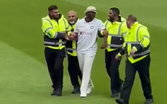 Watch: Pitch intruder tries to bat for India during the fifth Test match against England