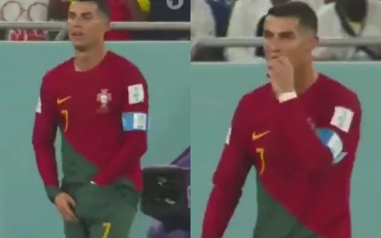 Watch: Cristiano Ronaldo gets something from inside his pants and eats it on the field