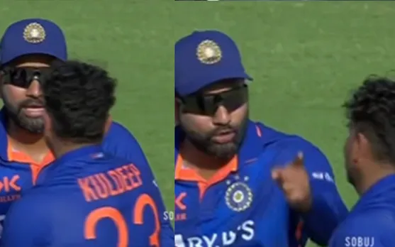 WATCH: Rohit Sharma enraged with Kuldeep Yadav as India loses DRS review