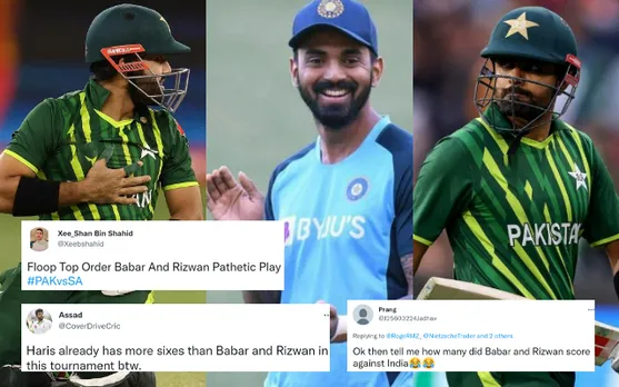 'Babar and Rizwan ne KL Rahul ko bhi piche chor diya ab' -  Fans Slam Babar Azam And Mohammad Rizwan For Another Failure In 20-20 World Cup