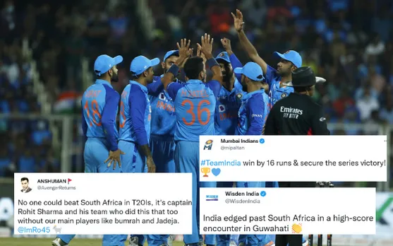 'Victory is ours'- Twitter rapturous as India defeat South Africa in a 458-run T20I match to clinch series 2-0