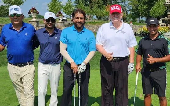 'Mahi bhai ka jalwa hai' - Fans react as MS Dhoni spotted playing golf with former US president Donald Trump