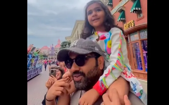 WATCH: Wholesome clip of Rohit Sharma enjoying holiday with family, gives shoulder ride to his daughter