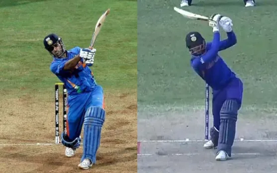 Watch: Striking similarities between Dinesh Bana's U-19 winning six and MS Dhoni's iconic six