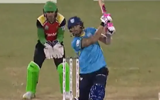 Watch- Faf du Plessis hits a six over bowlers head to reach his century in the CPL 2022