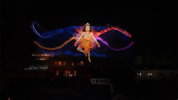 3D holographic sky projection for Veer Hanuman