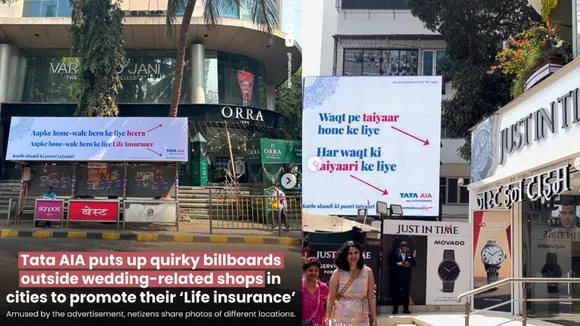Tata AIA ties the knot with quirky billboards outside wedding related shops