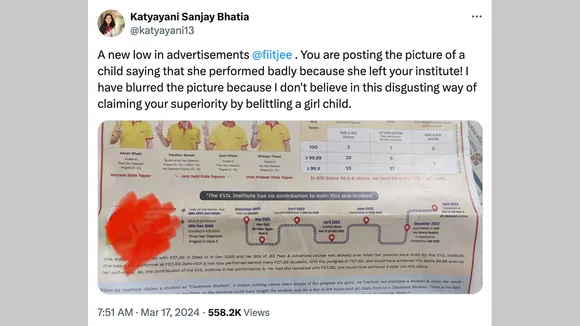 “New low in ads”: FIITJEE’s latest print ad draws public flak