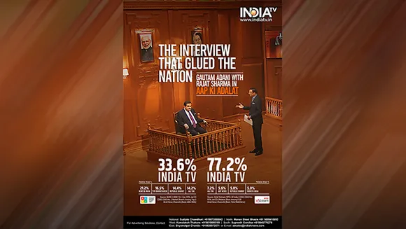 Rajat Sharma's 'Aap Ki Adalat' episode featuring Gautam Adani garners 33.6% market share