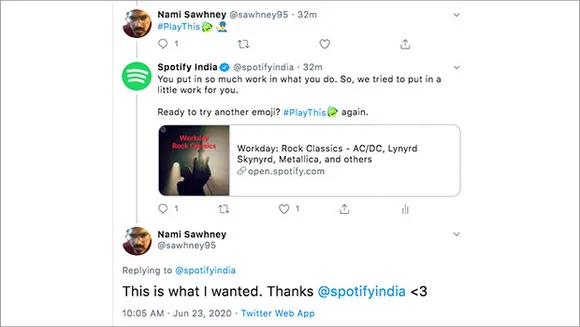 Spotify India's #PlayThis Twitter campaign trends at #5 worldwide at one point
