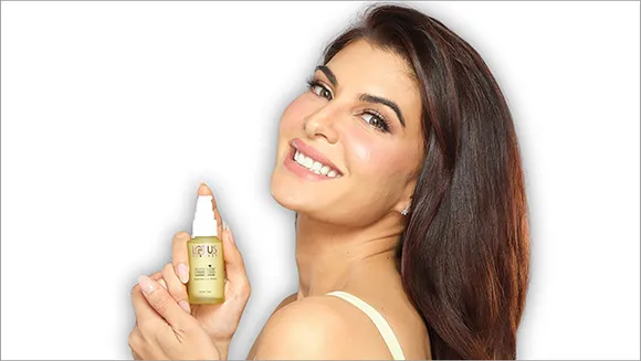 Jacqueline Fernandez is the face of Lotus Herbals' White Glow Vitamin C Gold Radiance Serum campaign