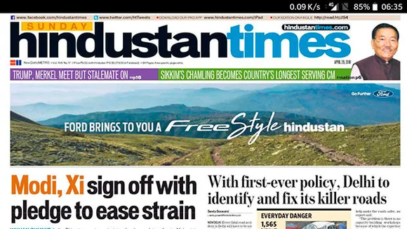 Ford Freestyle does a print innovation with Hindustan Times