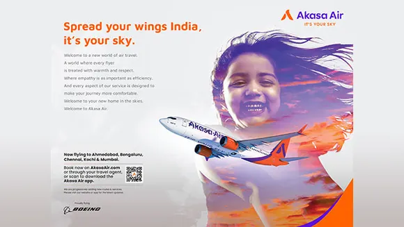 Akasa Air's 'It's Your Sky' campaign builds on its promise of offering a warm, dependable travel experience