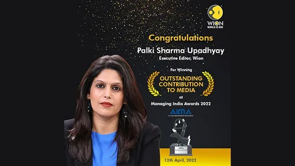 Wion News' Palki Sharma wins Outstanding Contribution to Media Award at AIMA