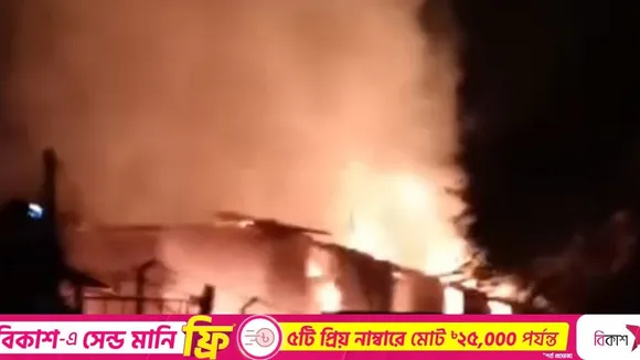 Devastating Blaze Engulfs 13 Shops at Mohipur Fishing Port, Patuakhali