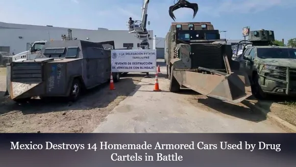 Mexico Destroys 14 Homemade Armored Cars Used by Drug Cartels in Battle