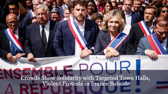 Crowds Show Solidarity with Targeted Town Halls, Violent Protests in France Subside