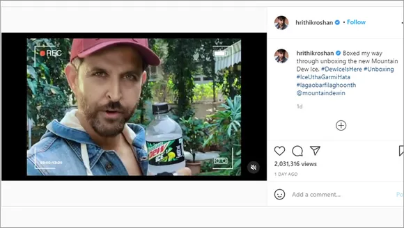Hrithik Roshan gives new twist to traditional social media ‘unboxing' videos for Mountain Dew Ice