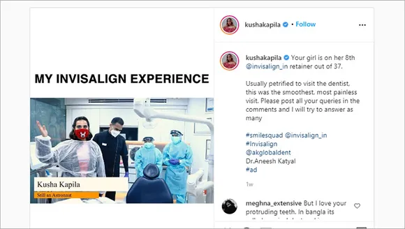 Kusha Kapila promotes Invisalign through nine-minute vlog on her dental alignment journey