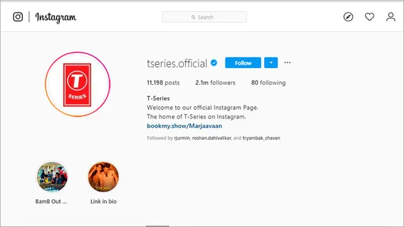 After becoming world's most-watched YouTube channel, music label T-Series intends to repeat success on Instagram