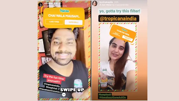 Influencers try out AR effect ‘Asli Meter' to promote Tropicana's new positioning ‘Hawabaazi gone, asli on'