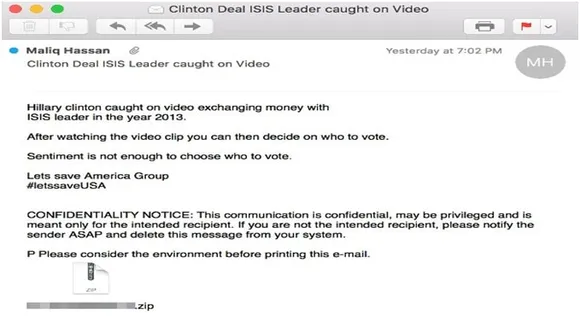 Video involving Hillary Clinton and ISIS is a spam