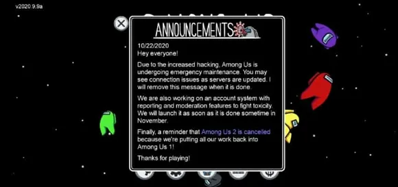 Among Us undergoes emergency maintenance due to increased hacking; will add new features