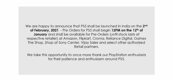 PlayStation 5 to launch in India on February 2; pre-orders to begin on January 12
