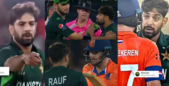 haris rauf fight with Netherlands player paul van meekeren in pak vs ned video viral