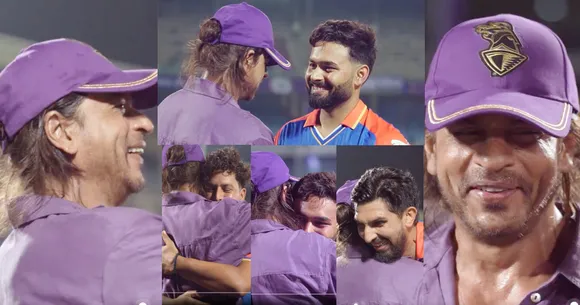 video shahrukh khan hugs delhi capitals player after victory in dc vs kkr ipl 2024 match 16