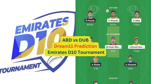 ABD vs DUB Dream11 Prediction in Hindi, Match 33, प्लेइंग इलेवन, पिच रिपोर्ट, Dream11 Team, इंजरी अपडेट – Emirates D10 Tournament, 2024