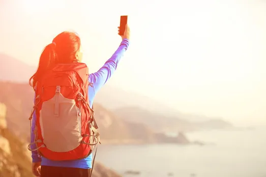 woman using peru travel app