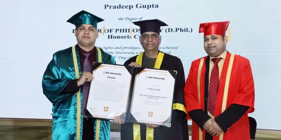 Pradeep Gupta, Chairman and MD, CyberMedia Group Conferred with Honorary Doctorate by Rai University