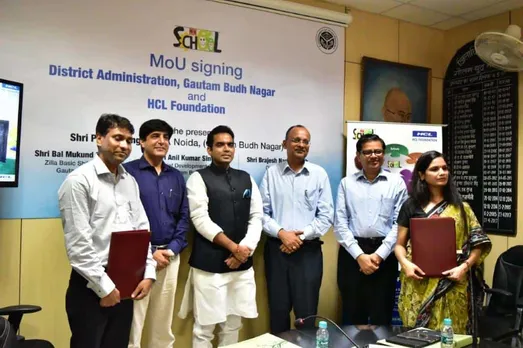 L-R-BAL-MUKUND-PRASADBSAAJAY-DAVESSAR-Global-Head-VP-Corporate-Communications-PANKAJ-SINGHMLANoidaBN-SINGHDistrict-MagistrateGautam-Budh-NagarAK-SINGH-CDONIDHI, Mou, noida