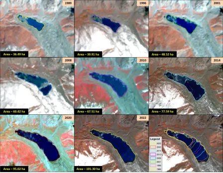 The long-term changes in the Ghepang Ghat Glacial Lake area