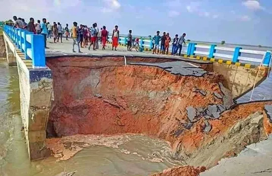 Rs 264 crore Bridge collapses into the river within a month of inauguration