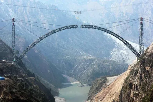 World's highest rail bridge on Chenab bridge near completion