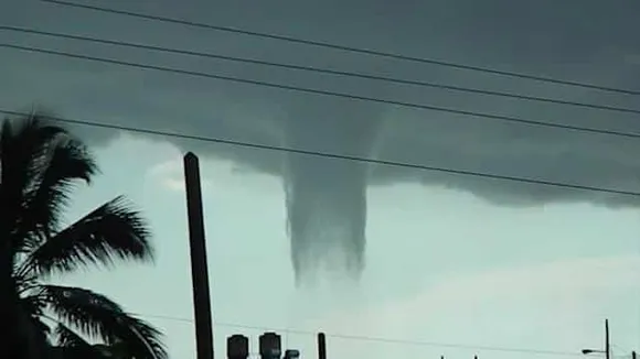 Waterspout formation near the Southern Cuban City of Cienfuegos