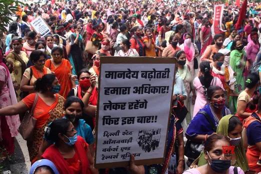 Why are Anganwadi workers protesting in Delhi?