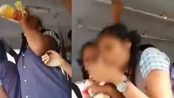 Viral Video: Girl students drinking beer inside school bus in Tamil Nadu