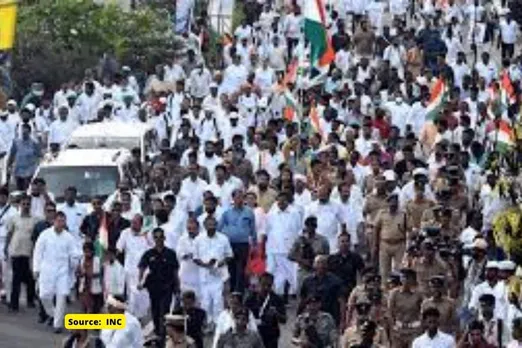 Fast forward video of Bharat Jodo Yatra shows endless crowd in the rally