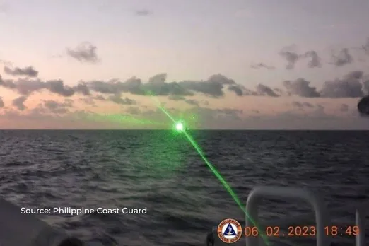 What is "military-grade laser light" that China used against philippine ship?