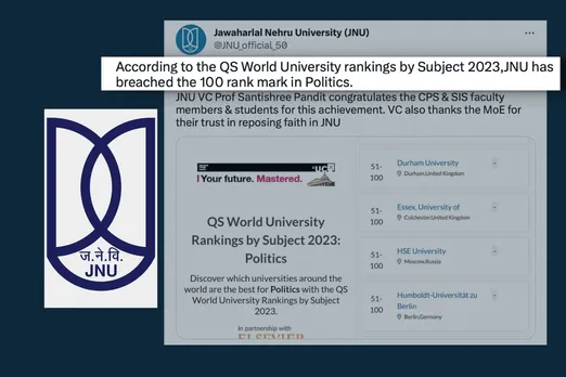 JNU is in the world's top 100 universities by subject 'Politics', but people disagree!