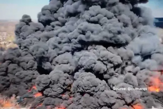 Toxic fumes releasing from a plastic recycling plant in Indiana