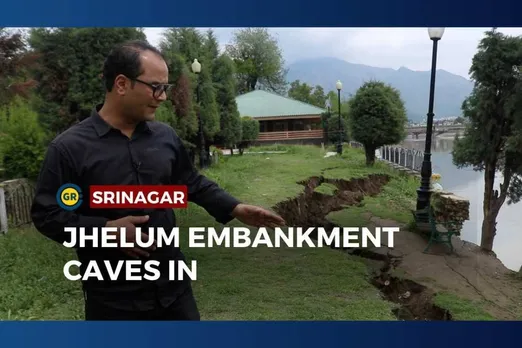 Jhelum embankment caves in due to soil erosion | Watch Video Report